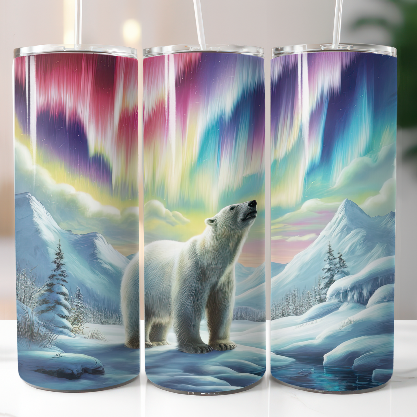 Polar Bear Northern Lights, Sublimation Transfer