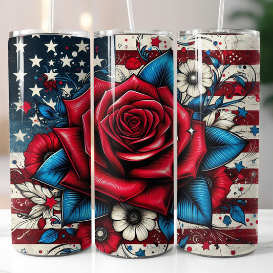 American Flag Rose, Sublimation Transfer