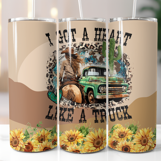 I Got A Heart Like A Truck Driver, Sublimation, Ready To Press, Print Out Transfer, 20 oz, Skinny Tumbler Transfer, NOT A DIGITAL