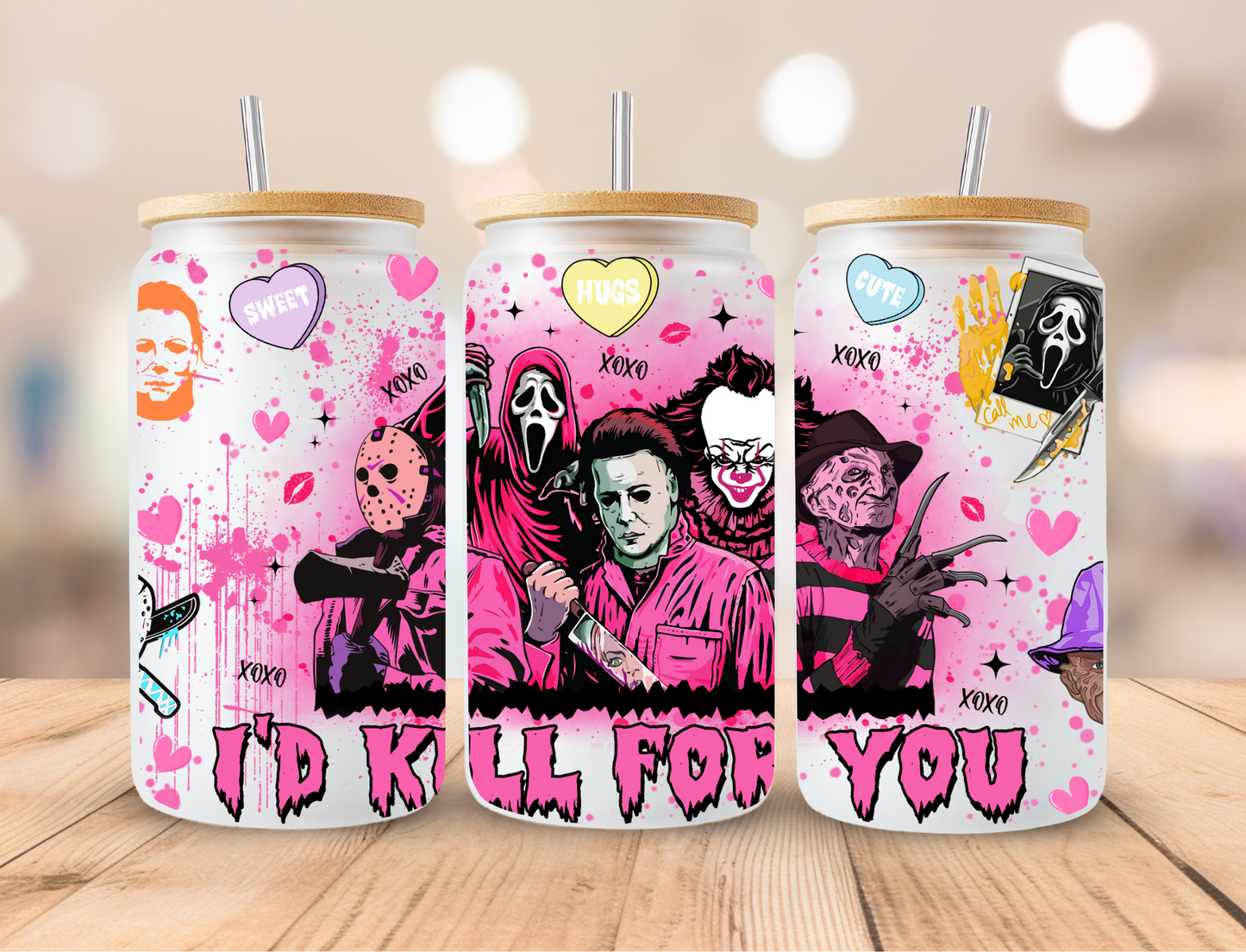 Horror Valentine, Sublimation, Ready to Print, Ready To Press, Print Out Transfer, 16 oz Libbey Glass Transfer, NOT A DIGITAL