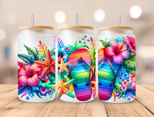 Rainbow Flip Flops Libbey Glass Transfer