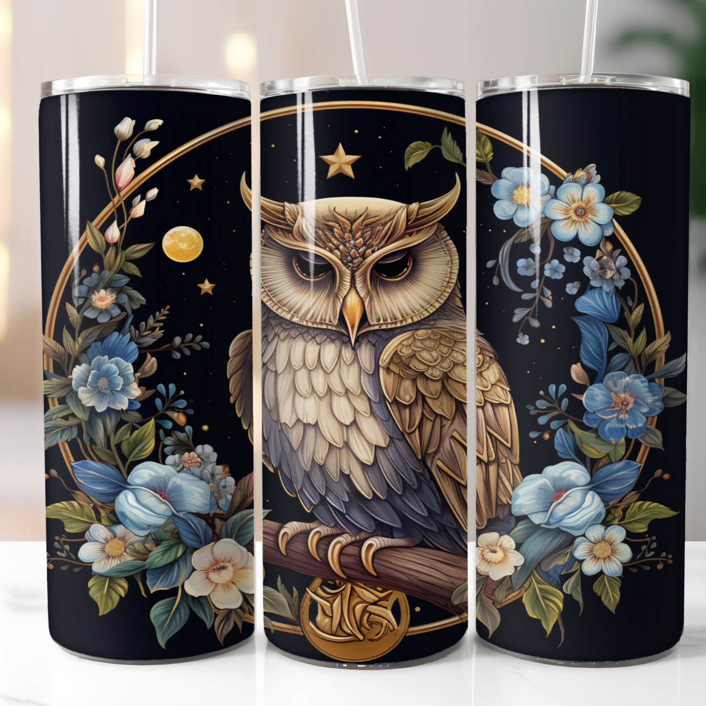 Celestial Owl, Sublimation, Ready to Print, Ready To Press, Print Out Transfer, 20 oz, Skinny Tumbler Transfer, NOT A DIGITAL