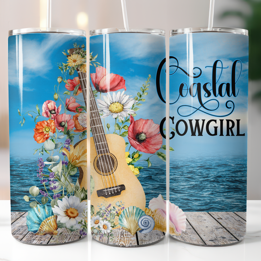 Coastal Cowgirl Guitar, Sublimation, Ready To Press, Print Out Transfer, 20 oz, Skinny Tumbler Transfer, NOT A DIGITAL