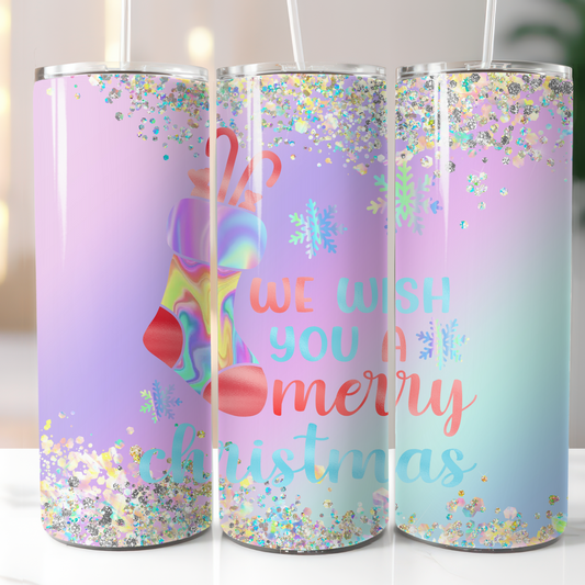 Holographic Christmas Stocking, Sublimation, Ready to Print, Ready To Press, Print Out Transfer, 20 oz, Skinny Tumbler Transfer, NOT A DIGITAL