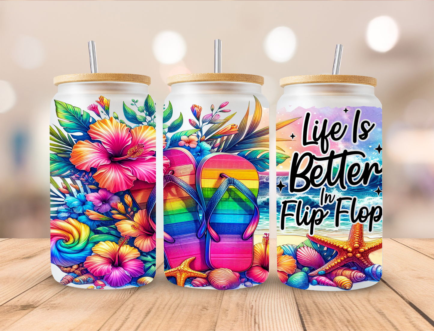 Life is Better in Flip Flops Libbey Glass Transfer