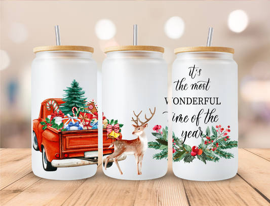 Most Wonderful Time of the Year, Sublimation, Ready to Print, Ready To Press, Print Out Transfer, 16 oz Libbey Glass Transfer, NOT A DIGITAL