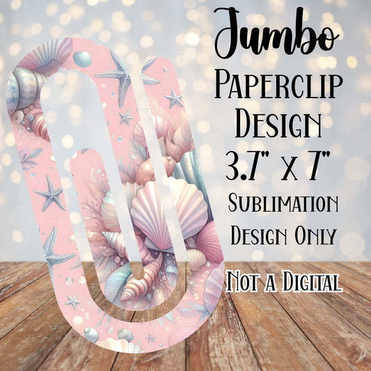 Pink Seashells Jumbo Paperclip Sublimation Transfers