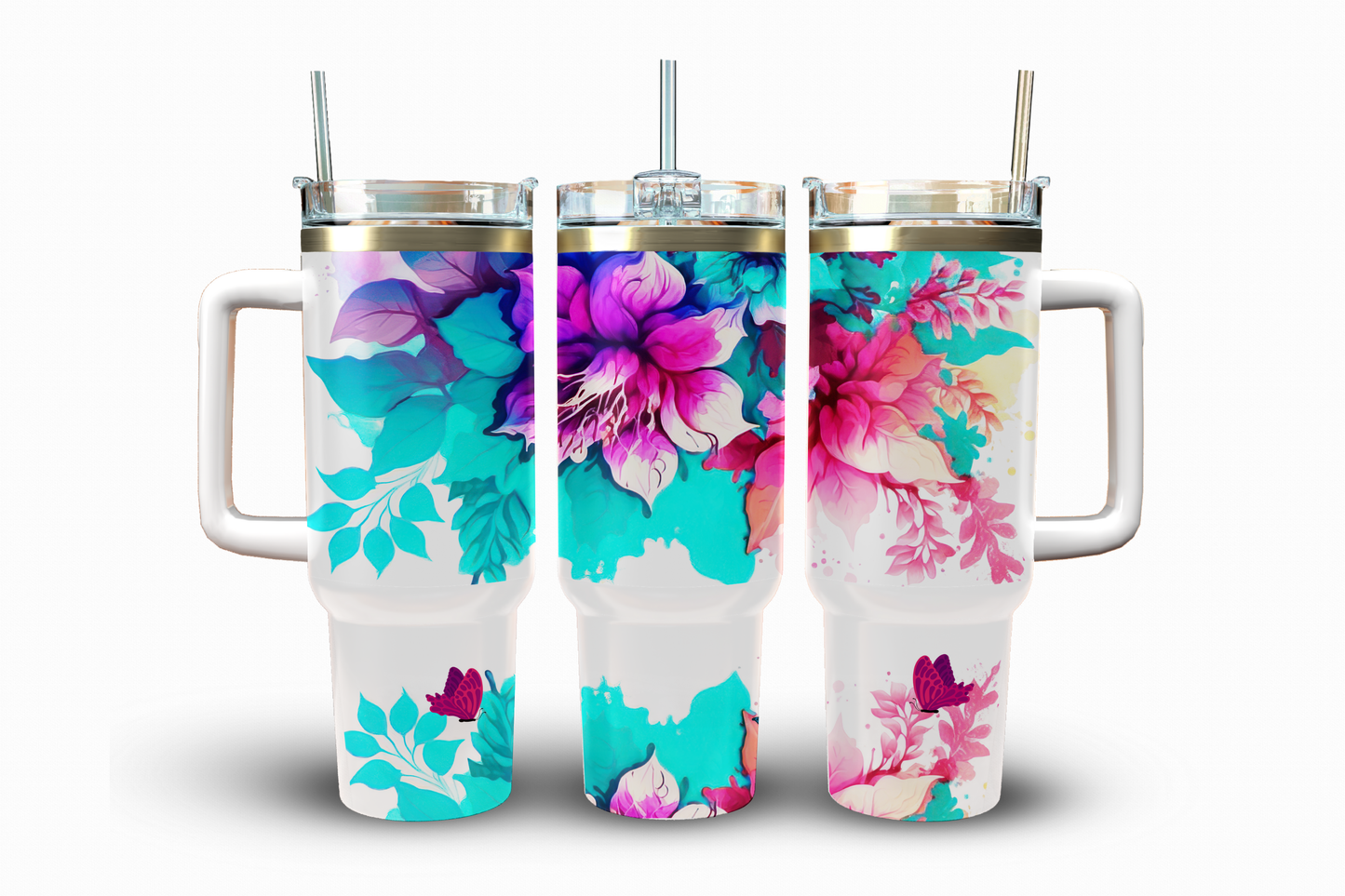 Purple Floral Sublimation Transfer, 40 oz.
