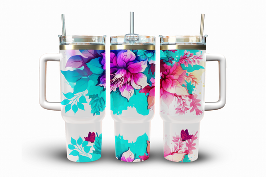 Purple Floral Sublimation Transfer, 40 oz.