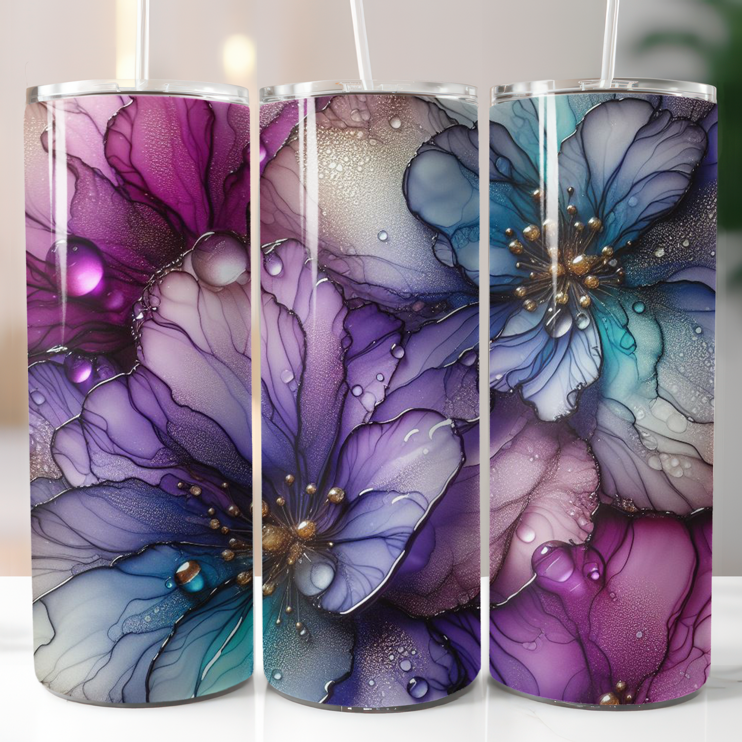 Purple Blue Flowers, Sublimation Transfer