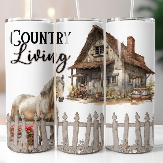 Country Living Horse, Sublimation, Ready To Press, Print Out Transfer, 20 oz, Skinny Tumbler Transfer, NOT A DIGITAL