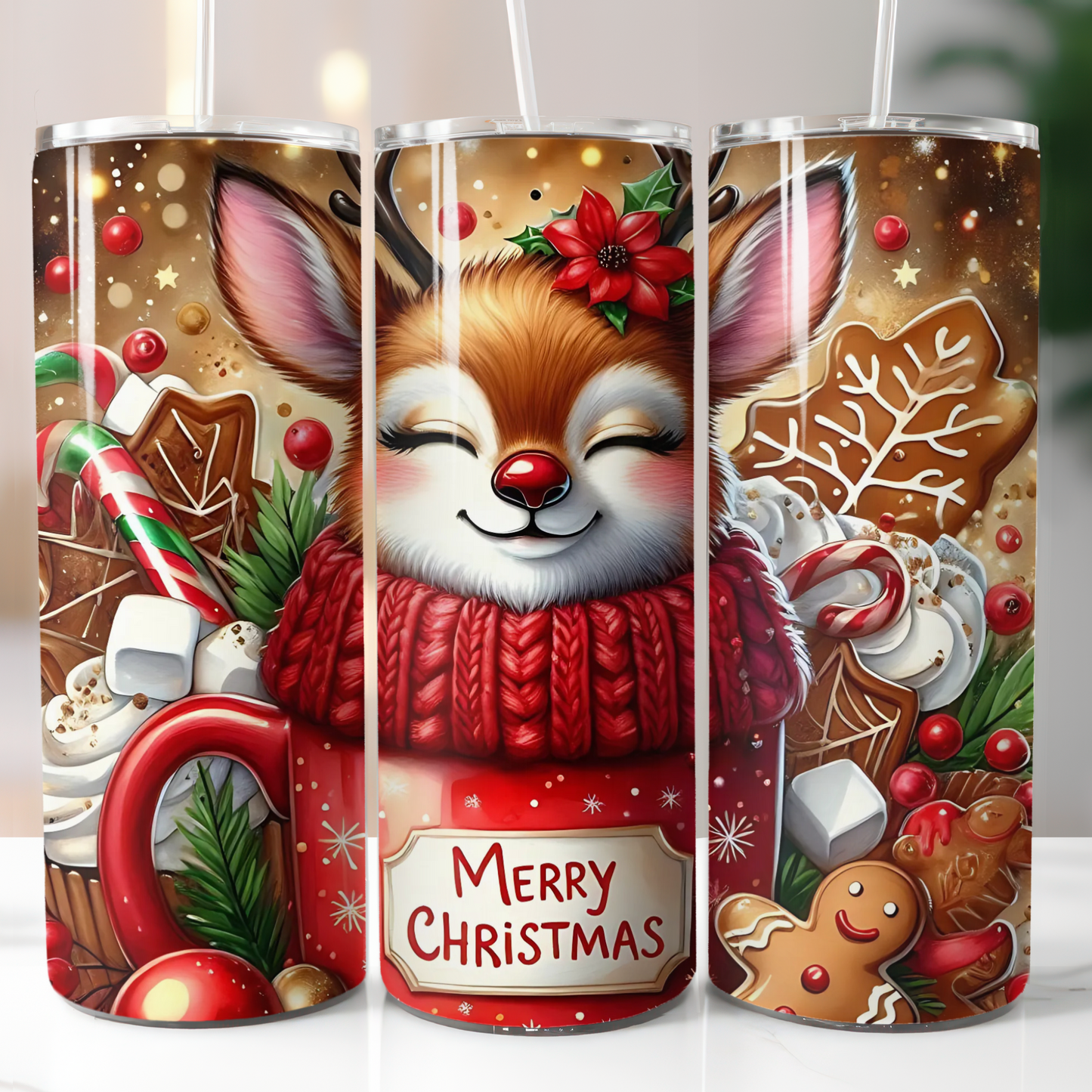 Reindeer in a Mug Sublimation Transfer