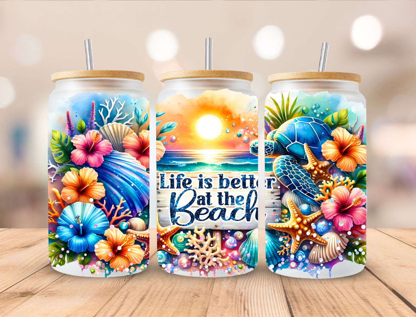 Life is Better at the Beach Libbey Glass Transfer