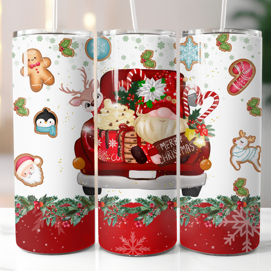 Christmas Gnomes Red Truck, Sublimation, Ready To Press, Print Out Transfer, 20 oz, Skinny Tumbler Transfer, NOT A DIGITAL
