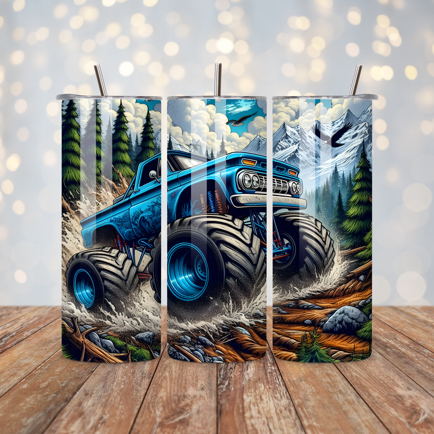 Blue Monster Trucks Sublimation Transfer