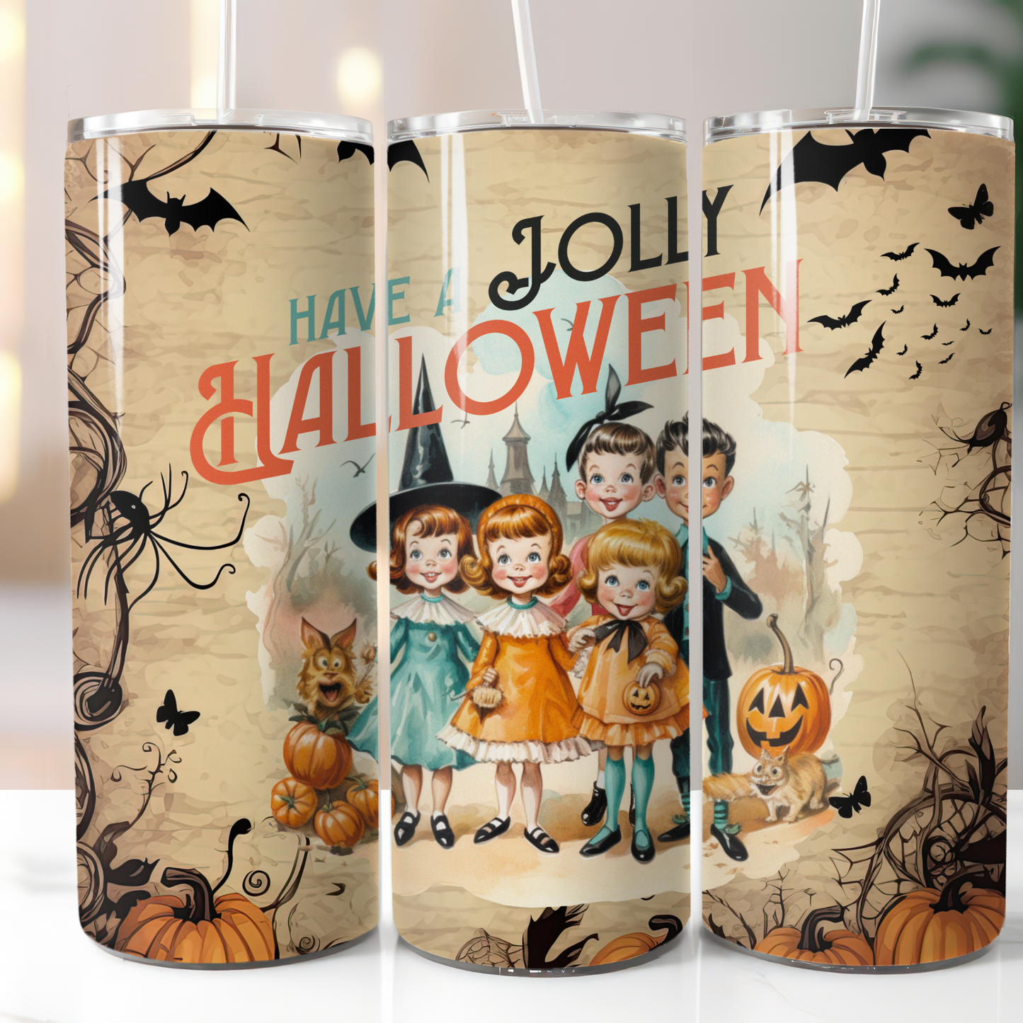 Retro Halloween, Sublimation, Ready to Print, Ready To Press, Print Out Transfer, 20 oz, Skinny Tumbler Transfer, NOT A DIGITAL