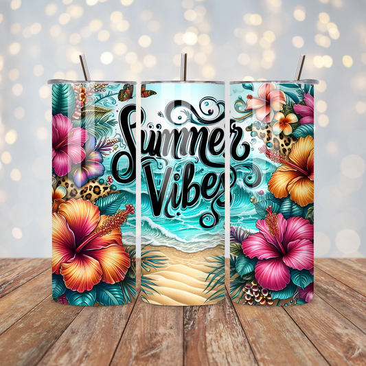 Summer Vibes Hibiscus Sublimation Transfer
