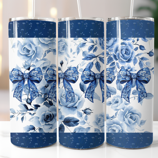 Blue Floral Coquette Bows Sublimation Transfers