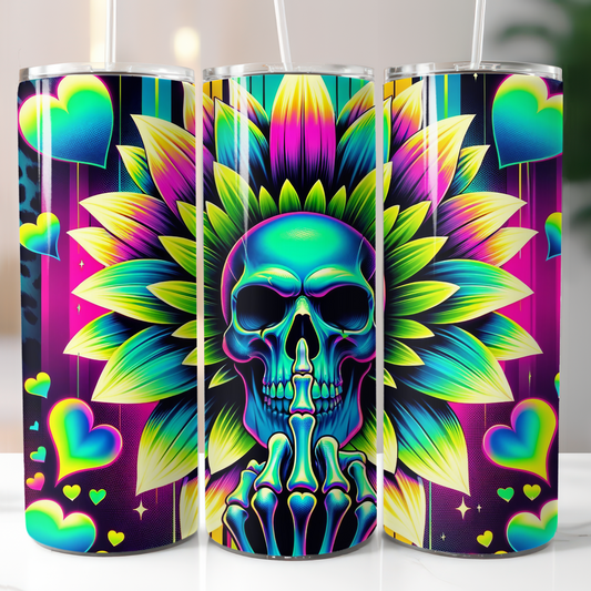 Neon Skull Hearts, Sublimation Transfer