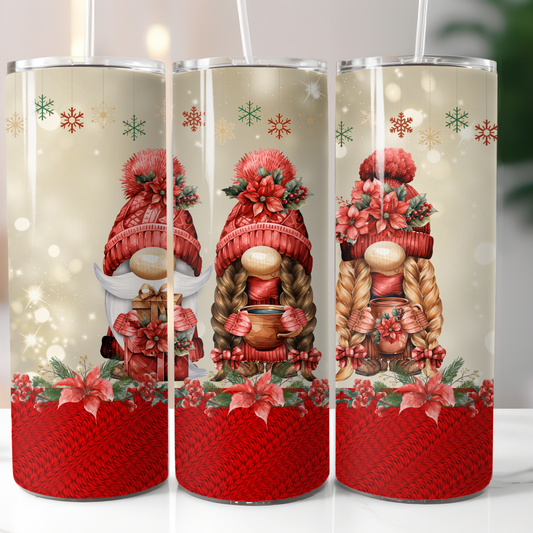 Christmas Gnomes Knitted Red Sweater, Sublimation, Ready To Press, Print Out Transfer, 20 oz, Skinny Tumbler Transfer, NOT A DIGITAL