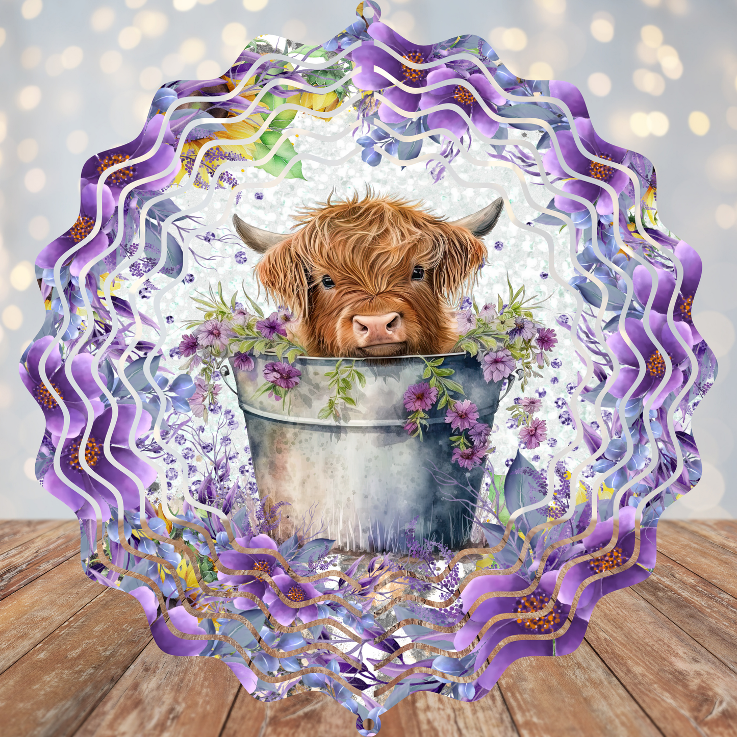 Highland Cow Purple Floral Sublimation Transfer