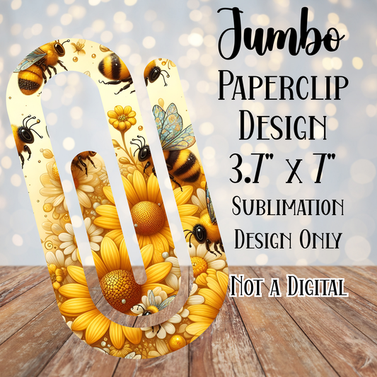 Bees and Floral Jumbo Paperclip Sublimation Transfers