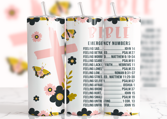 Bible Emergency, Sublimation, Ready to Print, Ready To Press, Print Out Transfer, 20 oz, Skinny Tumbler Transfer, NOT A DIGITAL