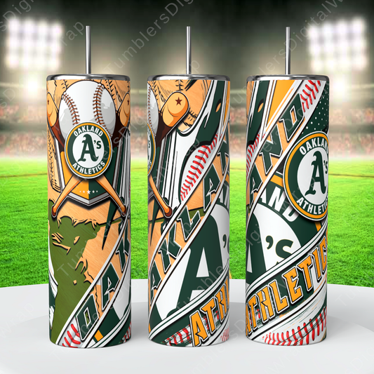 Oakland Athletics, Sublimation, Ready To Press, Print Out Transfer, 20 oz, Skinny Tumbler Transfer, NOT A DIGITAL