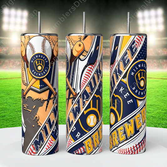 Milwaukee Brewers, Sublimation, Ready To Press, Print Out Transfer, 20 oz, Skinny Tumbler Transfer, NOT A DIGITAL