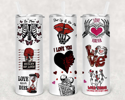 Skeletons Valentine, Sublimation, Ready to Print, Ready To Press, Print Out Transfer, 20 oz, Skinny Tumbler Transfer, NOT A DIGITAL