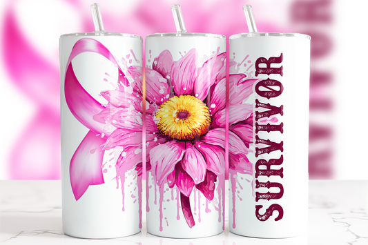 Breast Cancer Survivor, Sublimation, Ready to Print, Ready To Press, Print Out Transfer, 20 oz, Skinny Tumbler Transfer, NOT A DIGITAL