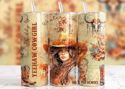 Yeehaw, Cowgirl, Sublimation, Ready to Print, Ready To Press, Print Out Transfer, 20 oz, Skinny Tumbler Transfer, NOT A DIGITAL