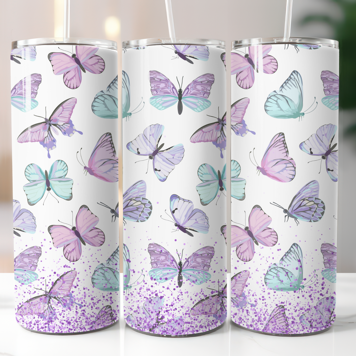 Blue and Purple Butterfly, Sublimation, Ready to Print, Ready To Press, Print Out Transfer, 20 oz, Skinny Tumbler Transfer, NOT A DIGITAL