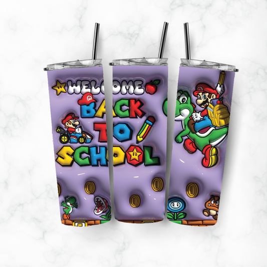 Mario Welcome Back to School, Sublimation, Ready to Print, Ready To Press, Print Out Transfer, 20 oz, Skinny Tumbler Transfer, NOT A DIGITAL