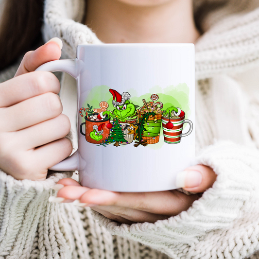 Christma Grinch 1 Mug, Sublimation, Ready To Press, Print Out Transfer, 11 oz. 12 oz. 15 oz. NOT A DIGITAL Cost 3.25 for 4 designs on one sheet