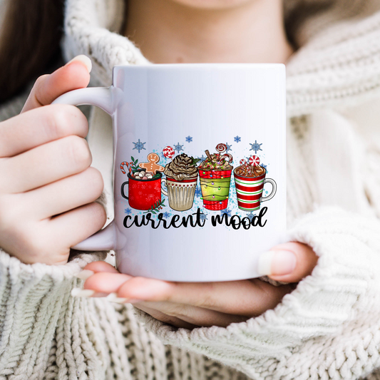 Christmas Current Mood Mug, Sublimation, Ready To Press, Print Out Transfer, 11 oz. 12 oz. 15 oz. NOT A DIGITAL Cost 3.25 for 4 designs on one sheet