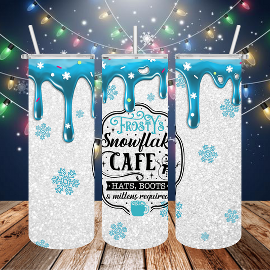 Snowflake Cafe, Sublimation, Ready to Print, Ready To Press, Print Out Transfer, 20 oz, Skinny Tumbler Transfer, NOT A DIGITAL