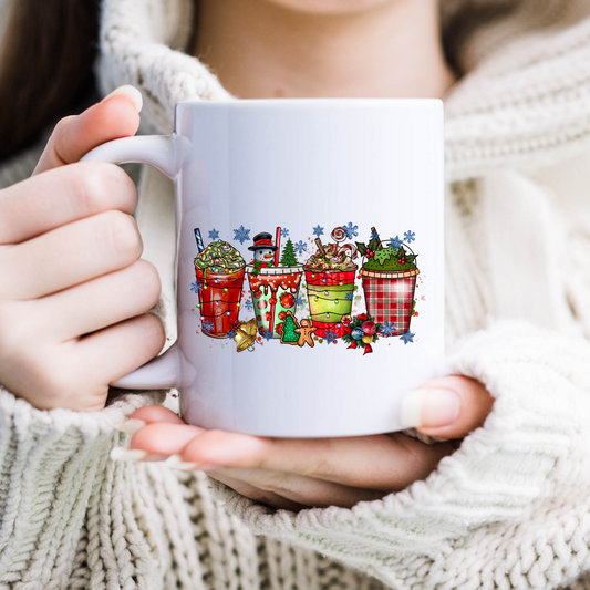 Christmas Coffee Mug, Sublimation, Ready To Press, Print Out Transfer, 11 oz. 12 oz. 15 oz. NOT A DIGITAL Cost 3.25 for 4 designs on one sheet