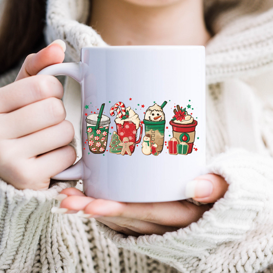 Peppermint Snowman Mug, Sublimation, Ready To Press, Print Out Transfer, 11 oz. 12 oz. 15 oz. NOT A DIGITAL Cost 3.25 for 4 designs on one sheet