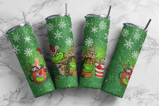Christmas Grinch Drink, Sublimation, Ready to Print, Ready To Press, Print Out Transfer, 20 oz, Skinny Tumbler Transfer, NOT A DIGITAL