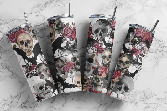 Gothic Skulls Bats, Sublimation, Ready to Print, Ready To Press, Print Out Transfer, 20 oz, Skinny Tumbler Transfer, NOT A DIGITAL