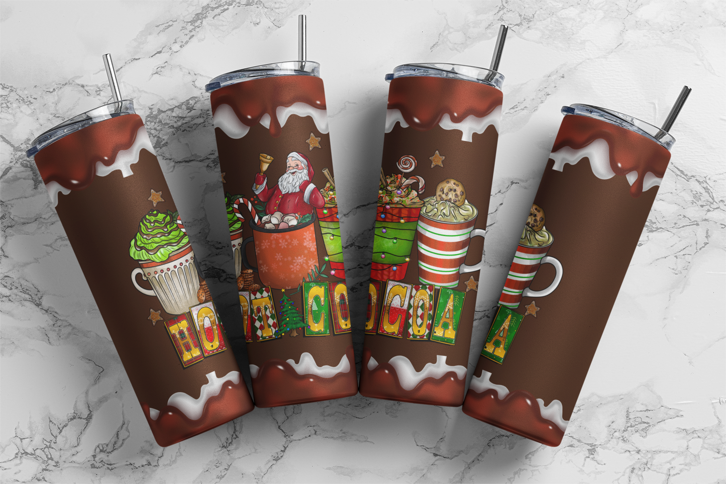 Santa Hot Cocoa, Sublimation, Ready to Print, Ready To Press, Print Out Transfer, 20 oz, Skinny Tumbler Transfer, NOT A DIGITAL