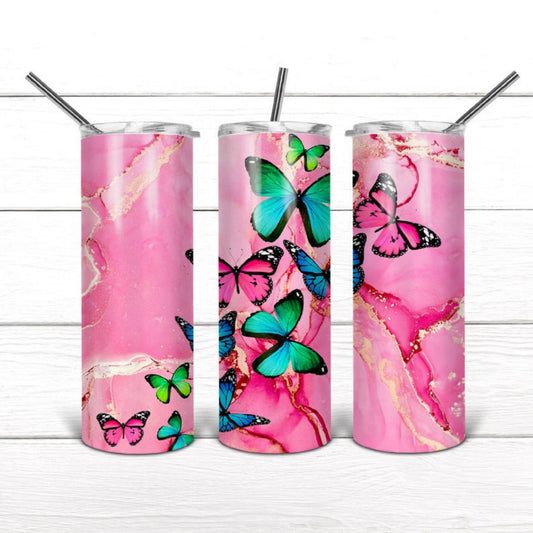 Pink Butterfly Wrap Sublimation, Sublimation, Ready To Press, Print Out Transfer, 20 oz, Skinny Tumbler Transfer, NOT A DIGITAL