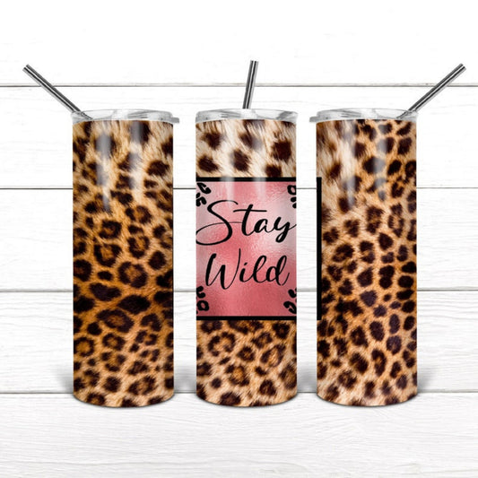 Stay Wild Leopard Wrap Sublimation, Sublimation, Ready To Press, Print Out Transfer, 20 oz, Skinny Tumbler Transfer, NOT A DIGITAL