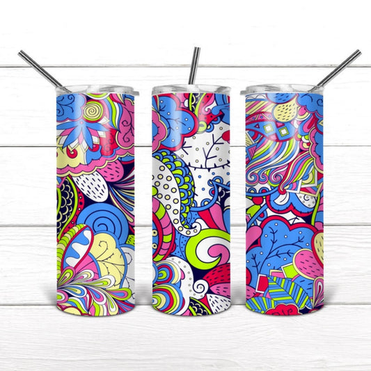 Doodle Pattern Wrap Sublimation, Sublimation, Ready To Press, Print Out Transfer, 20 oz, Skinny Tumbler Transfer, NOT A DIGITAL