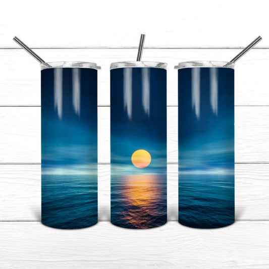 Blue Beach Sunset Wrap Sublimation, Sublimation, Ready To Press, Print Out Transfer, 20 oz, Skinny Tumbler Transfer, NOT A DIGITAL
