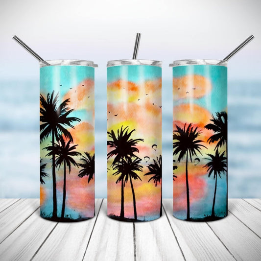 Beach Summer Palm Sublimation, Sublimation, Ready To Press, Print Out Transfer, 20 oz, Skinny Tumbler Transfer, NOT A DIGITAL