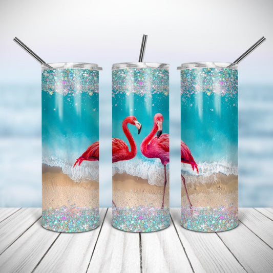 Flamingo Beach Wrap Sublimation, Sublimation, Ready To Press, Print Out Transfer, 20 oz, Skinny Tumbler Transfer, NOT A DIGITAL