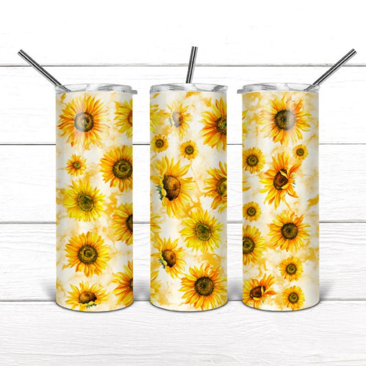 Marble Sunflower Wrap Sublimation, Sublimation, Ready To Press, Print Out Transfer, 20 oz, Skinny Tumbler Transfer, NOT A DIGITAL