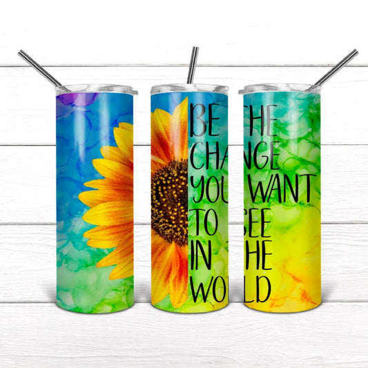 Rainbow Sunflower Wrap Sublimation, Sublimation, Ready To Press, Print Out Transfer, 20 oz, Skinny Tumbler Transfer, NOT A DIGITAL